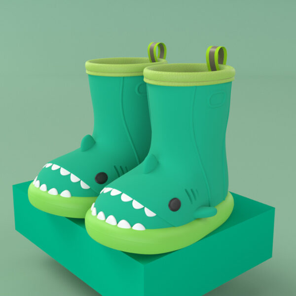 Children Boys Girls Cute Cartoon Waterproof Shoes Safety Rubber Shark Slippers Kids Rain Boots - Image 3