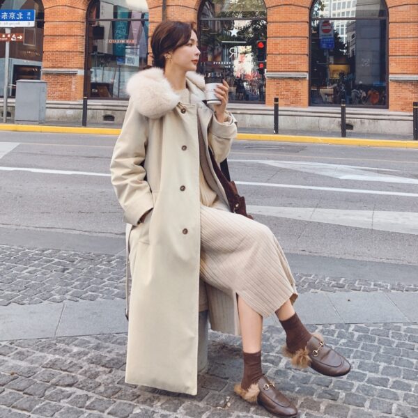 Temperament Lapel Waist Belt Inner Thickening Tooling Padded Jacket Women - Image 4