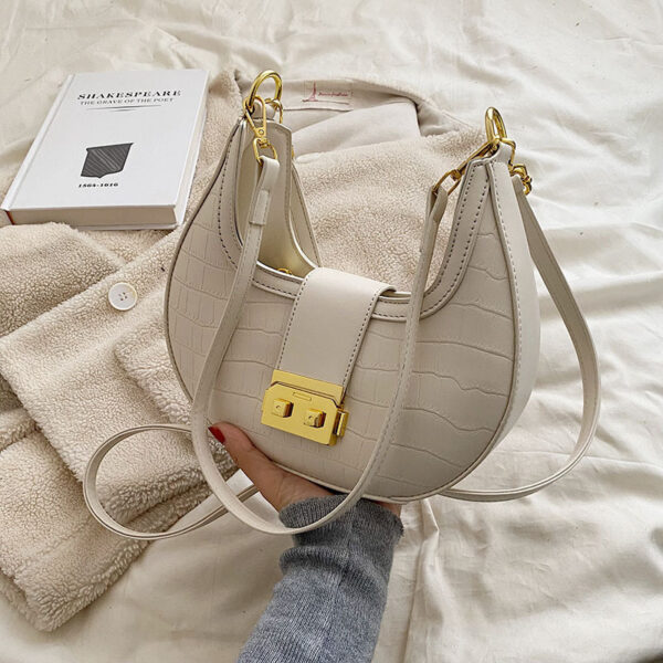 Crescent Gold Edge Lock Single Shoulder Bag - Image 7