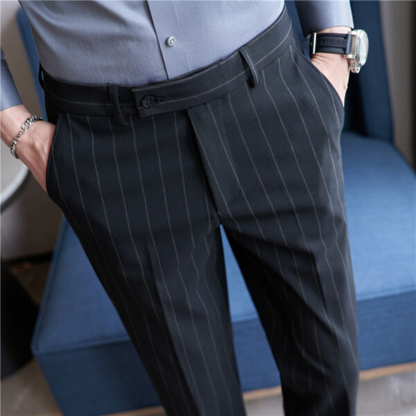 Yarn-dyed Light Luxury Striped Texture Men's Suit Pants Stretch Casual - Image 2
