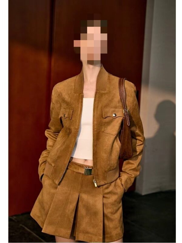 Maillard Style Suede Fabric Jacket Coat - Image 4