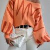 New Lantern-sleeved Pullover Sweater Fashion Line Printed Loose Tops Women's Clothing - Image 6