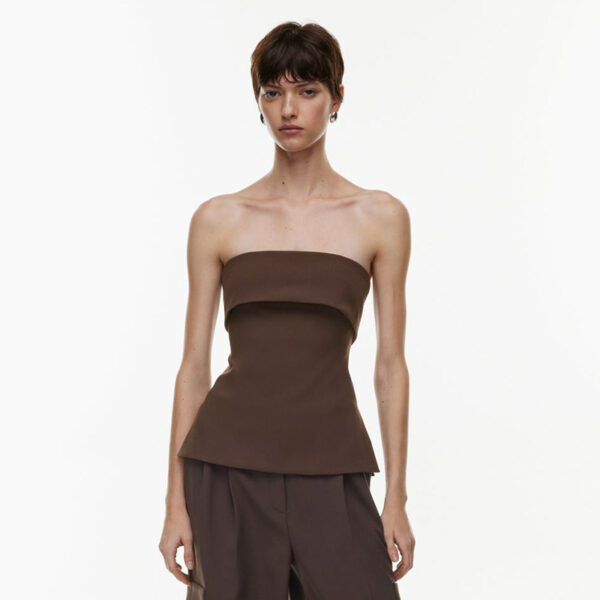 Tube Top Backless Slim Fit Slit T-shirt Top - Image 3