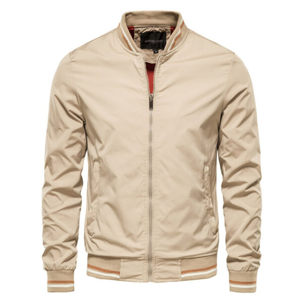 Men's Striped Zip-up Jacket With Pockets Fashion Casual Outerwear Sports Baseball Clothing Spring And Fall - Image 3