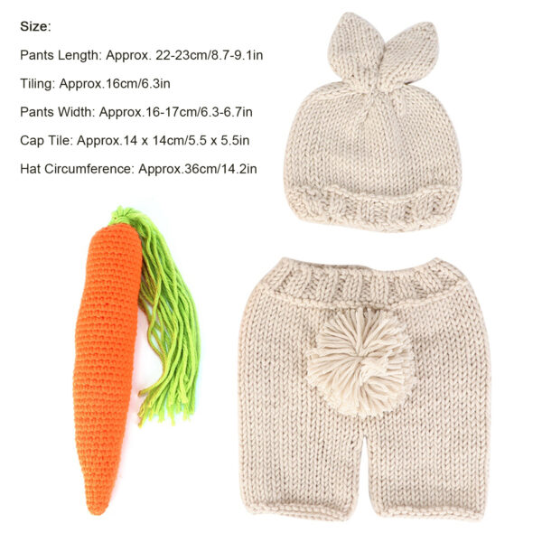 Three piece Infant Photography Props Rabbit Suit for Newborn Baby Photo Clothes - Image 8