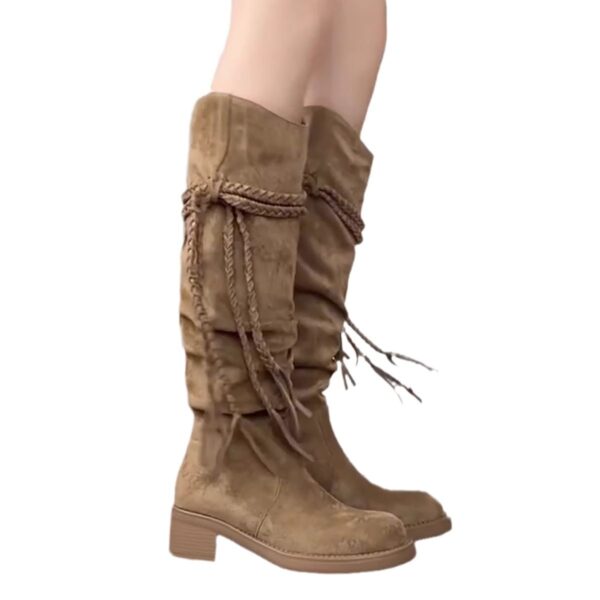 Women's Brown Maillard Platform Genuine Leather Long Boots - Image 2