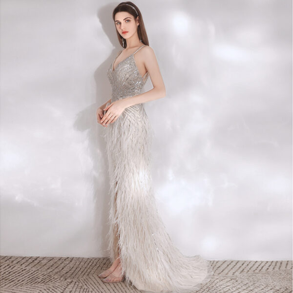 Women's Feather Temperament High End Evening Dress - Image 3