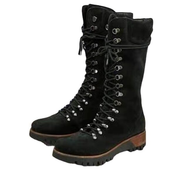 New Autumn And Winter Women's Shoes Plus Size Lace Up Mid Boots - Image 2