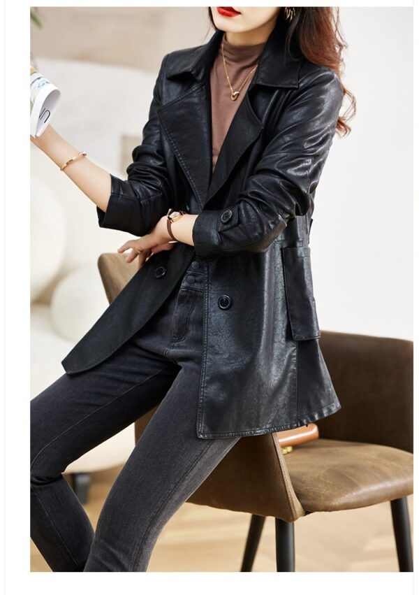 Women's Mid-length Leather Coat Spring And Autumn - Image 10