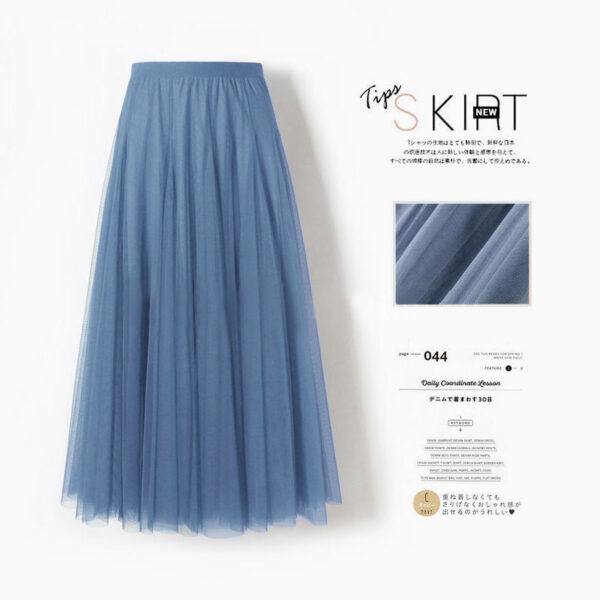 Pleated Mesh Skirt Women's Mid-length Large Swing Dress - Image 4