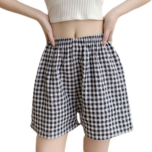 Women's Thin Cotton Silk Plaid Shorts - Image 3