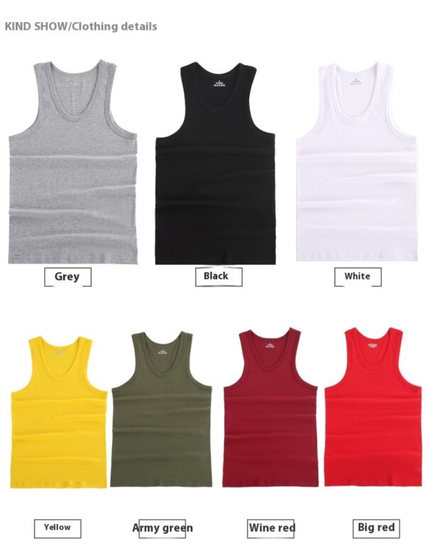 Men's Vest Cotton Slim Fit Sports Bottoming Shirt Breathable Stretch Underwear - Image 7