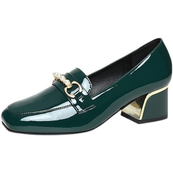 Women's Chunky Heel Plus Size Soft Leather Shoes - Image 6