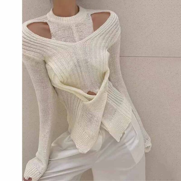 Women's Slim Collar Knitted Sweater - Image 8
