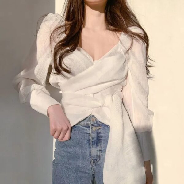 Fashion Elegant Chiffon Blouse Top For Women - Image 7