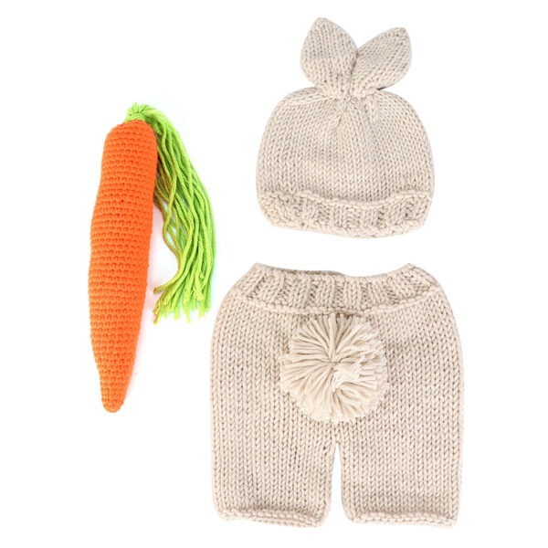 Three piece Infant Photography Props Rabbit Suit for Newborn Baby Photo Clothes - Image 2