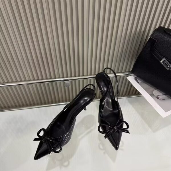 Women's Shoes Red Bowknot Decoration Low-cut Exposed Heel - Image 4