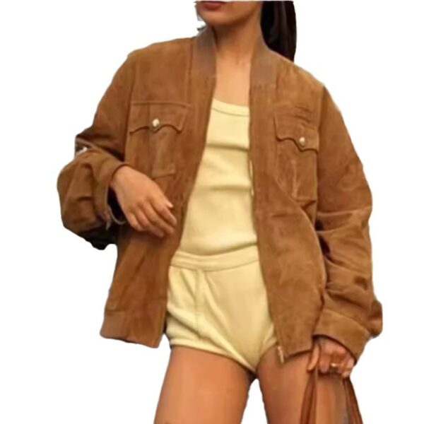 Maillard Style Suede Fabric Jacket Coat - Image 2