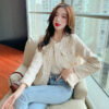 Women's Temperament Heavy Industry Beaded Long-sleeved Short Top - Image 4