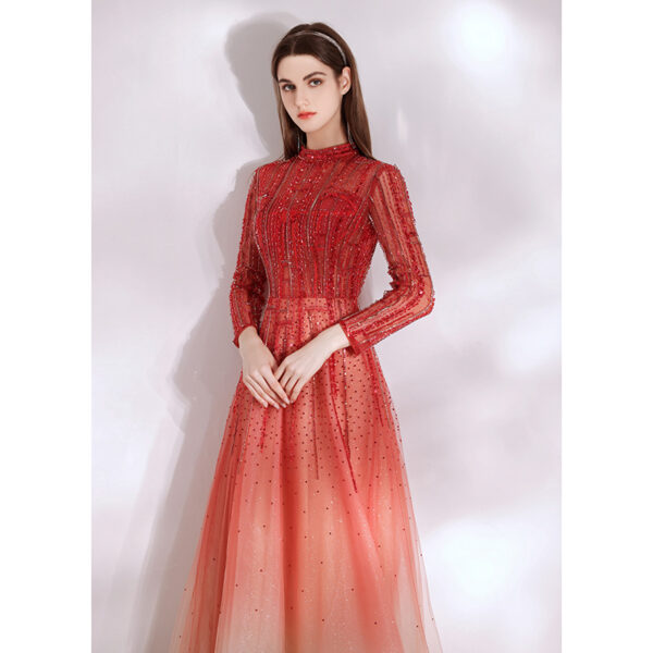 Women's Red High End Style Banquet Evening Dress - Image 2