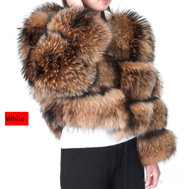 Warm Short Raccoon Fur Women's Clothing Leather Fur Coat - Image 4