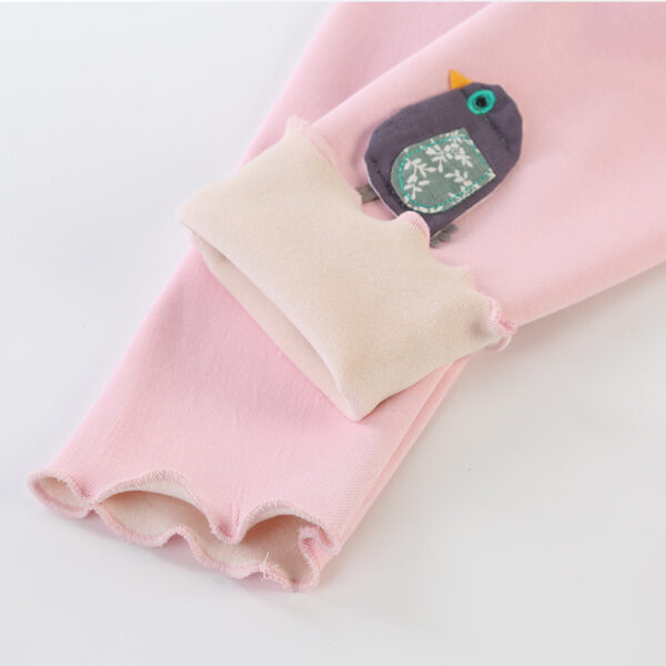Sweet Cropped Ruffled Underwear Fleece Lined Padded Warm Keeping Slim-fit Trousers - Image 5