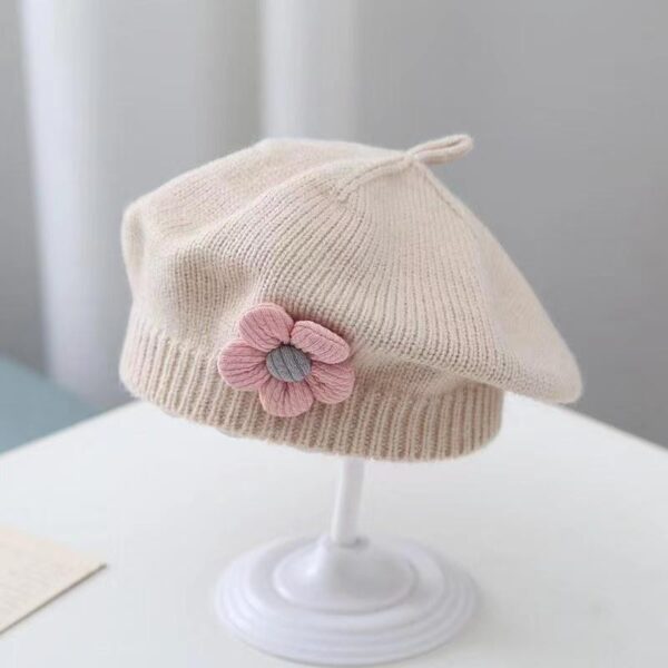 Baby Girl Hat Baby Wool Knitted Beret - Image 4