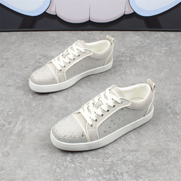 Men's Rhinestone Red Bottom Low-top Comfortable Breathable Fashion Sneakers - Image 3