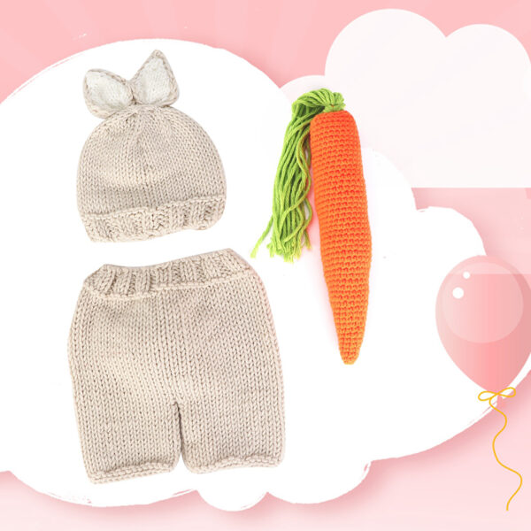 Three piece Infant Photography Props Rabbit Suit for Newborn Baby Photo Clothes - Image 6