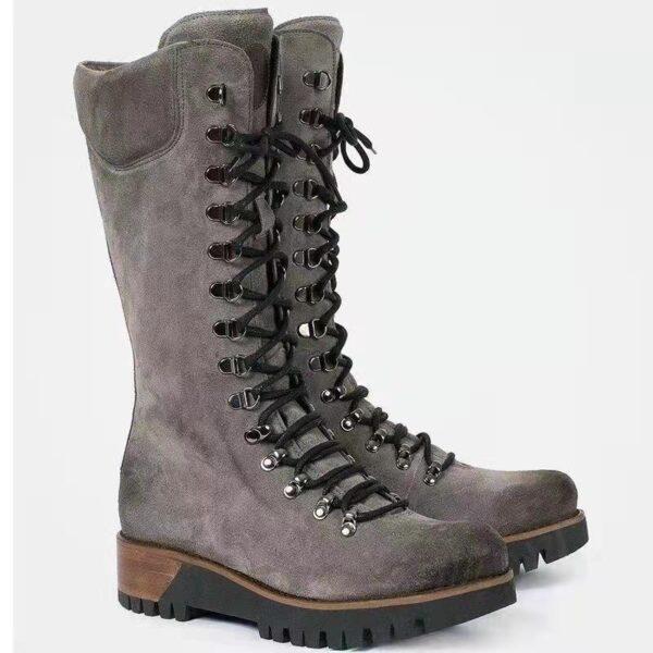 New Autumn And Winter Women's Shoes Plus Size Lace Up Mid Boots - Image 7