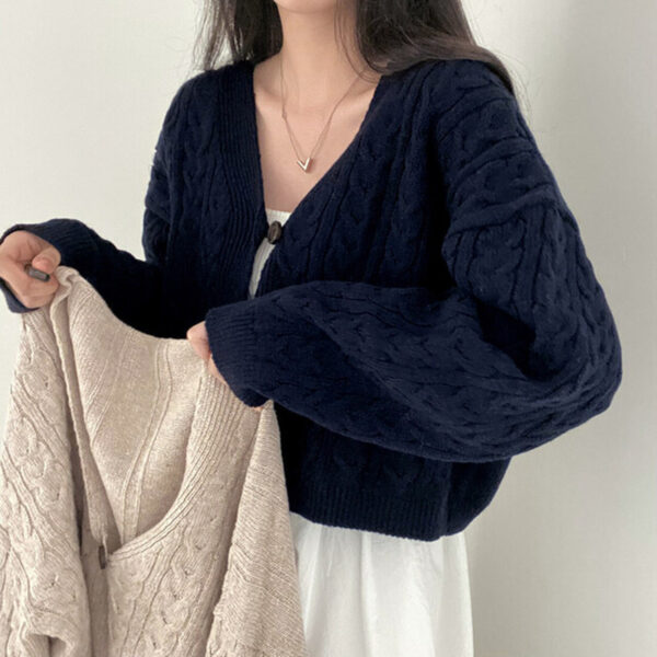 Women's Short Knitted Cardigan Sweater Coat - Image 10