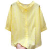 Women's Fashion Casual V-neck Half Sleeve Vertical Striped Shirt - Image 7