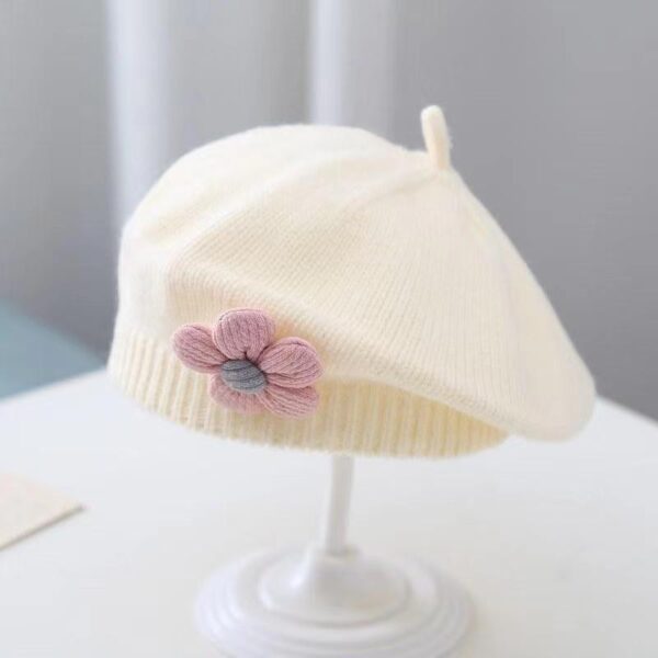 Baby Girl Hat Baby Wool Knitted Beret - Image 3