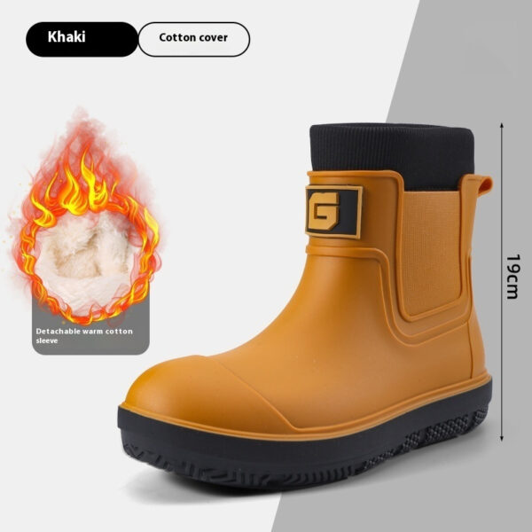Men's Short Fashion Non-slip Waterproof Shoes Fleece-lined Platform - Image 5