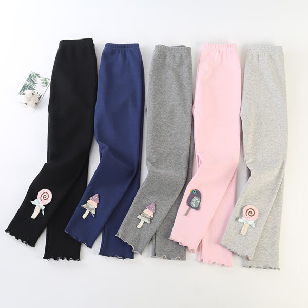 Sweet Cropped Ruffled Underwear Fleece Lined Padded Warm Keeping Slim-fit Trousers - Image 9