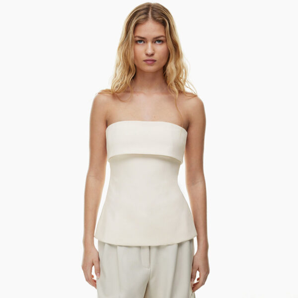 Tube Top Backless Slim Fit Slit T-shirt Top - Image 2