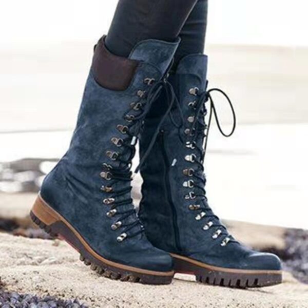 New Autumn And Winter Women's Shoes Plus Size Lace Up Mid Boots - Image 9