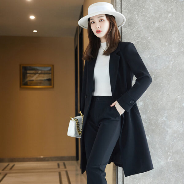 Long Sleeved Suit Jacket Women's Business Wear Long Trench Coat - Image 4