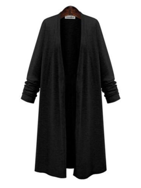 Women's Long Sleeve Cardigan Knit Trench Coat - Image 2