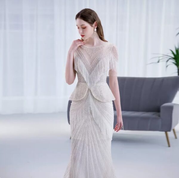 High End Luxury Tassel Fishtail Evening Dress - Image 2
