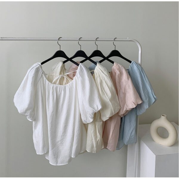 Women's Fashion Lace-up Short-sleeved Shirt - Image 4