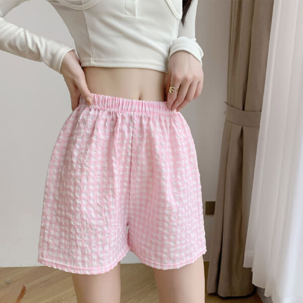 Women's Thin Cotton Silk Plaid Shorts - Image 5