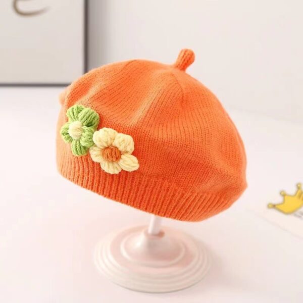 Baby Girl Hat Baby Wool Knitted Beret - Image 6