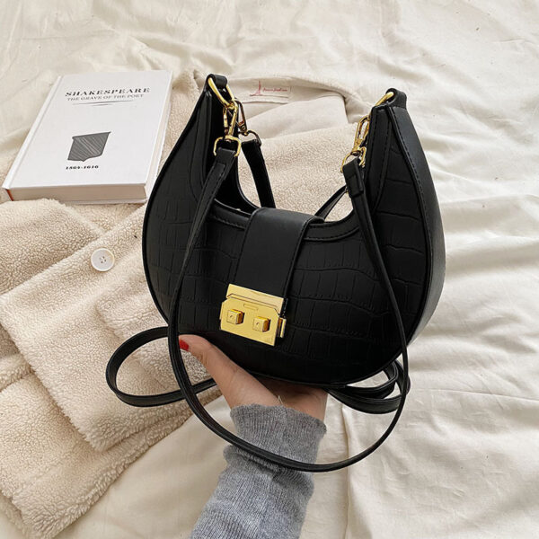Crescent Gold Edge Lock Single Shoulder Bag - Image 8