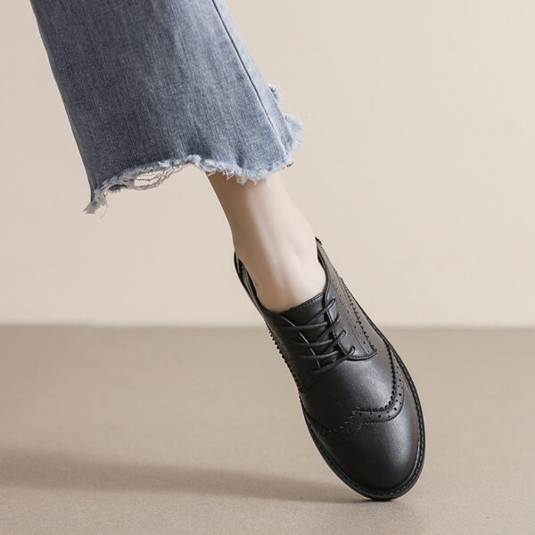 Women's British Lace Up Flat Thin Soft Shoes - Image 5