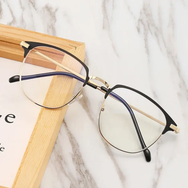2021 Fashion unisex square Plain glasses for men women Metal frame glasses for party eyeglasses Gentle Black eyebrow frame - Image 6