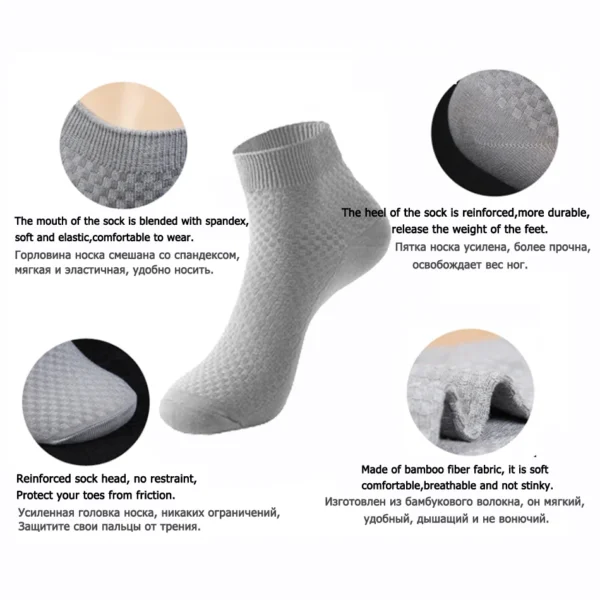 10 Pairs High Quality Bamboo Fiber Men's Socks Business Breathable Deodorant Compression Socks Men Long Big Size EUR 38-46 - Image 3