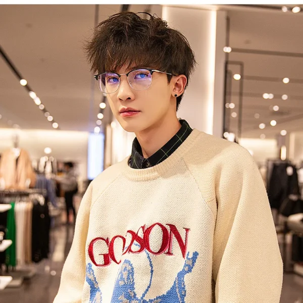 2021 Fashion unisex square Plain glasses for men women Metal frame glasses for party eyeglasses Gentle Black eyebrow frame - Image 3