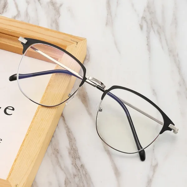 2021 Fashion unisex square Plain glasses for men women Metal frame glasses for party eyeglasses Gentle Black eyebrow frame - Image 5