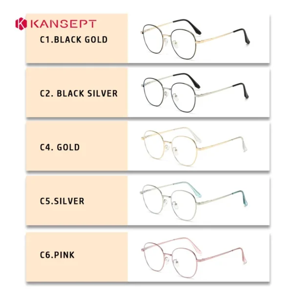 KANSEPT Round Eyeglass Frame for Wo Men Reading Glasses Woman Retro Style Women Lens Eye-glasses -1 Blue Light Lenses to Read - Image 5